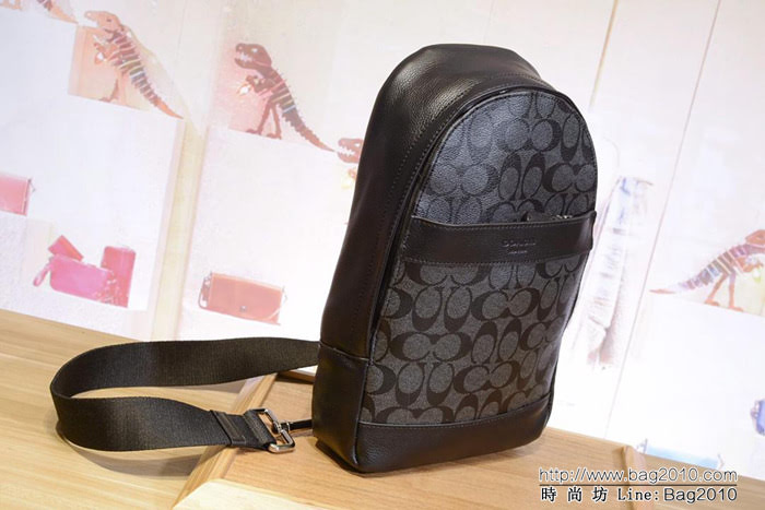 COACH蔻馳 專櫃新款 男士胸包 原版頭層牛皮 71751  Chz1341